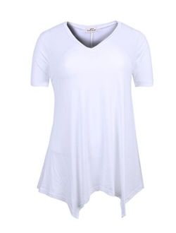 ZERDOCEAN Women Plus Size Printed Short Sleeves Tunic Tops Flowy T Shirt