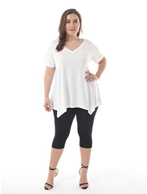 ZERDOCEAN Women Plus Size Printed Short Sleeves Tunic Tops Flowy T Shirt