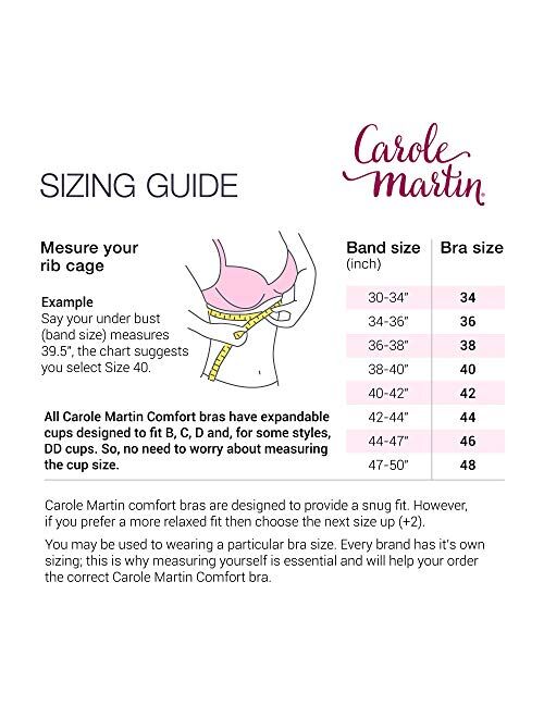 Carole Martin Full-Freedom Front Closure Wireless Comfort Bra for Women