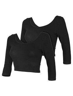 Womens Trendy Solid Color Basic Scooped Neck and Back Crop Top