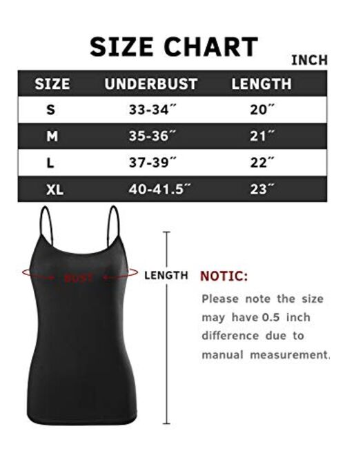 Le Nepho Basic Cami Women Stretch Camisole Spaghetti Strap Tank Top 4-Pack