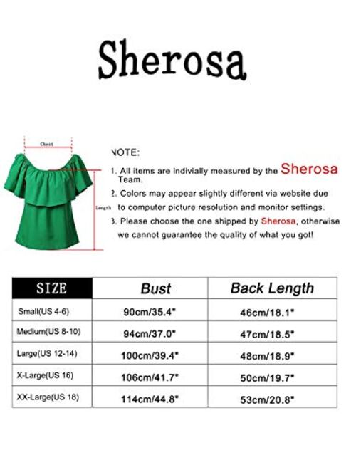 Sherosa Women's Off Shoulder Ruffles Solid Casual Blouse Loose Tops