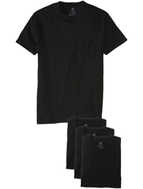 Hanes Men's Cotton Solid Crew Neck 4-Pack Assorted Pocket T-Shirt