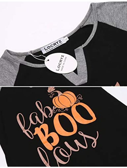 Locryz Women's Raglan Long Sleeve T-Shirt Loose Blouse Henley V Neck Baseball Tee Shirt Tops