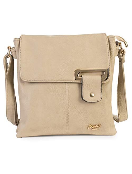 Womens Small Crossbody Shoulder Bag - Multiple Slip and Zip Pockets Handbag