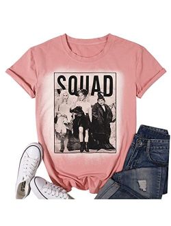 BANGELY Sanderson Sisters Squad Cute T Shirt Halloween Graphic Tees for Women Hocus Pocus Funny Shirts Fall Casual Tops