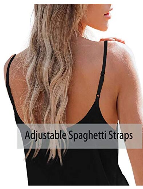 NIASHOT Women's Spaghetti Strap Tank Tops V-Neck Sexy Camisole Sleeveless Tops