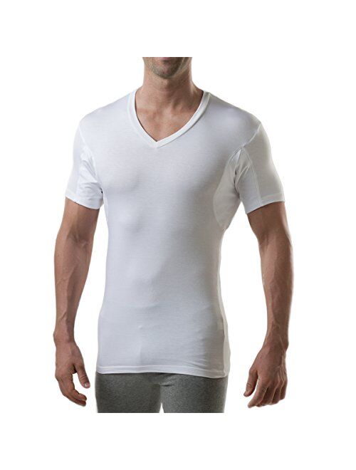 Sweatproof Undershirt for Men with Underarm Sweat Pads (Slim Fit, V-Neck)