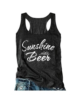 Women Sunshine and Whiskey Tank Top Sunrise Graphic T Shirt Summer Sleeveless O-Neck Casual Tee Tops
