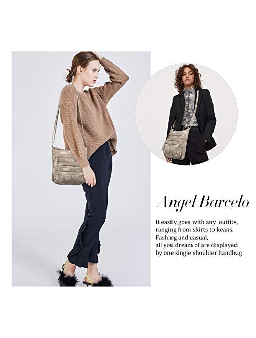 Angel Barcelo Crossover Purse and Handbags Crossbody Bags for Women,Ultra Soft Leather Neatpack Bag Shoulder Purses for Girl