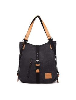 Kono Canvas Purse Handbag for Women Girls Shoulder Tote Bag Convertible Backpack 3 in 1 Daypack Sackpack School Bag