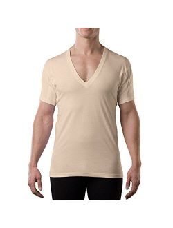 Sweatproof Undershirt for Men w/ Underarm Sweat Pads (Original Fit, Deep V-Neck)