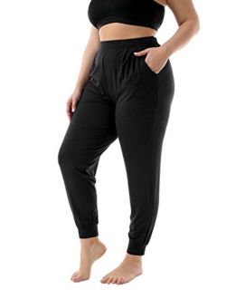 ZERDOCEAN Women's Plus Size Casual Stretchy Relaxed Long Lounge Pants with 2 Pockets