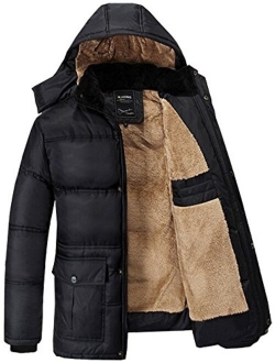 Fashciaga Men's Hooded Faux Fur Lined Quilted Winter Coats Jacket
