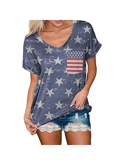 Smile Fish Women Camouflage Print V-Neck Casual Plain Lounge T-Shirt Basic Short Sleeve Tops