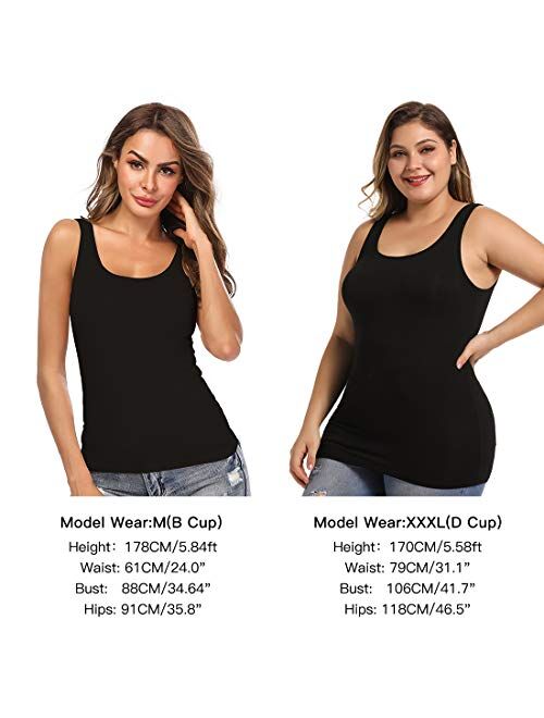 Camisoles for Women with Built in Bra,Basic Layering Tank Top Padded Bra Undershirt(S-3XL)