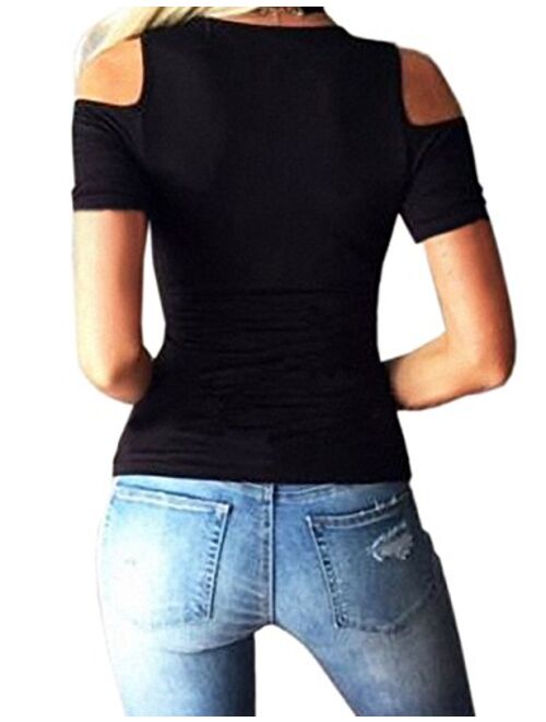 Imagine Women Plus Size Long Sleeve Solid Button Down V Neck Tee Shirts Tops