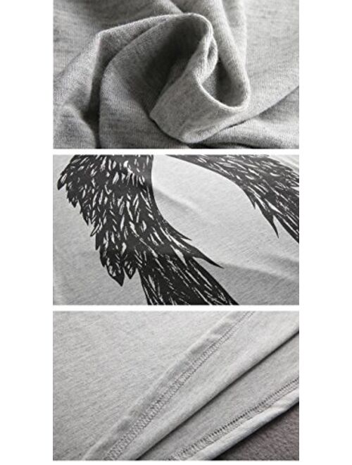 FV RELAY Womens Casual Angel Wings Short Sleeve Plus Size T Shirts Summer Tops Tee