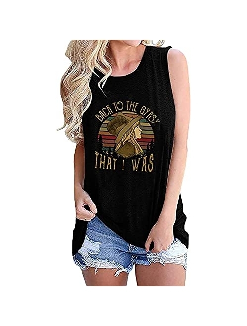 Stevie Nicks Vintage T Shirts Women Back to The Gypsy That I was Tops Graphic Tees Black, Large