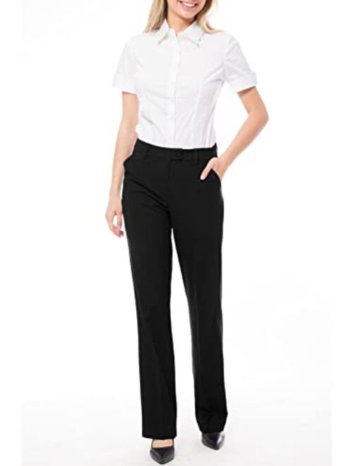 Design by Olivia Women's Relaxed Boot-Cut Stretch Office Pants Trousers Slacks