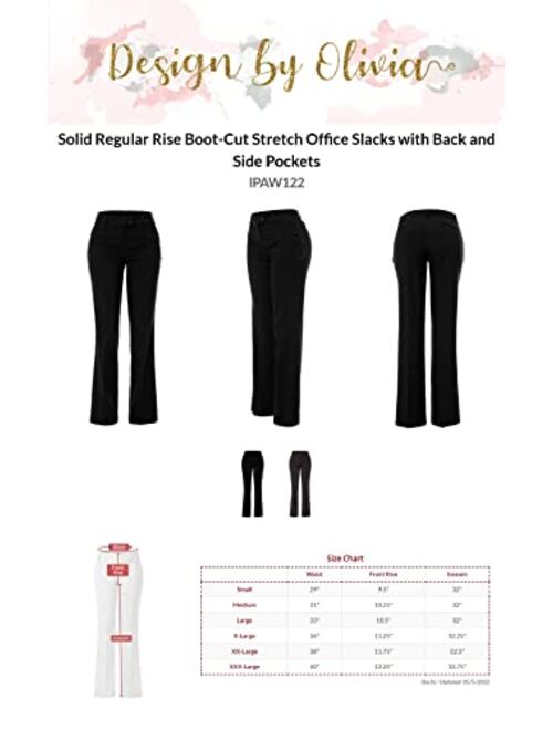 Design by Olivia Women's Relaxed Boot-Cut Stretch Office Pants Trousers Slacks