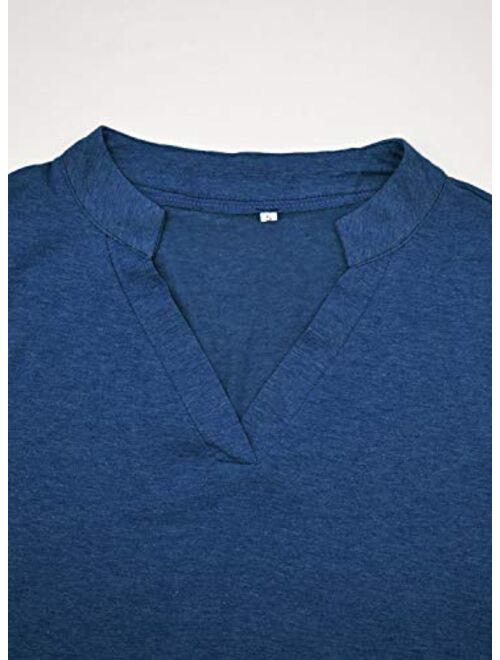 Topstype Womens 3/4 Roll Up Sleeve Tops V Neck Tee Casual Daily Ritual Henley Shirts