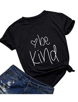 DANVOUY Women Be Kind T Shirt Cute Casual Tops Inspirational Graphic Tees