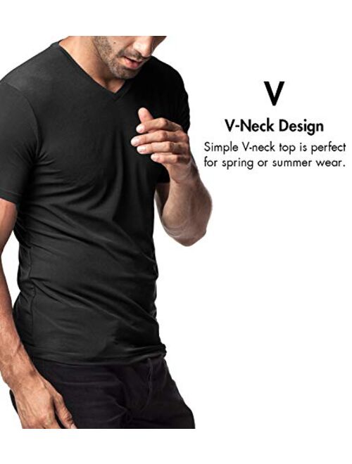 LAPASA Men's Short Sleeve Modal Undershirts V-Neck T-Shirts Solid Plain Tees 2 Pack M08