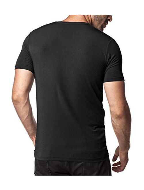 LAPASA Men's Short Sleeve Modal Undershirts V-Neck T-Shirts Solid Plain Tees 2 Pack M08