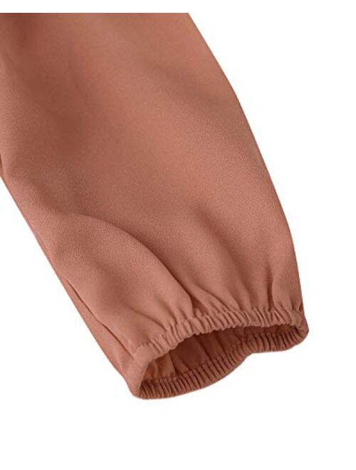 YOINS Cold Shoulder Long Sleeves Tops for Women Sexy V Neck Lace-up Chiffon Casual Loose T Shirts