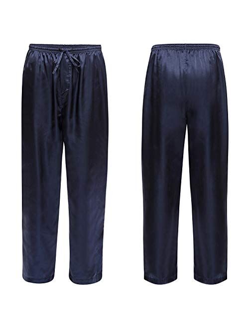 Alexander Del Rossa Men's Satin Pajama Pants, Long Pj Bottoms