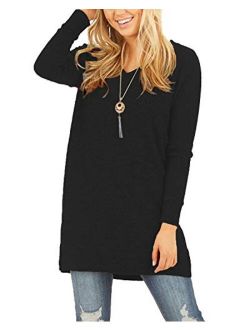 Yidarton Womens Long Sleeve Tops V Neck Solid Color Causal T Shirts Tunic Blouse