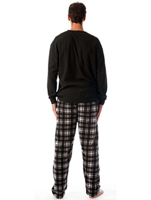 #followme Pajama Set for Men with Thermal Henley Top and Polar Fleece Pants