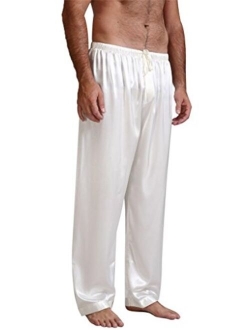 Lonxu Mens Satin Pyjamas Pants Sleep Bottoms Lounge Pants S~4XL
