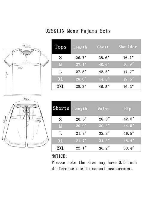 U2SKIIN Mens Cotton Pajama Shorts, Lightweight Lounge Pant with Pockets Soft Sleep Pj Shorts for Men