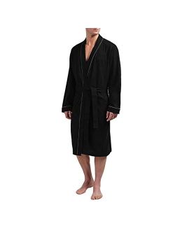 HOLOVE Mens Cotton Robe Plus Size Bathrobe Lightweight Spa Soft Sleepwear