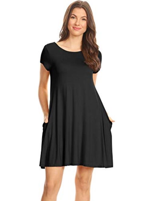Simlu Casual T Shirt Dress for Women Flowy Tunic Dress with Pockets Reg and Plus Size