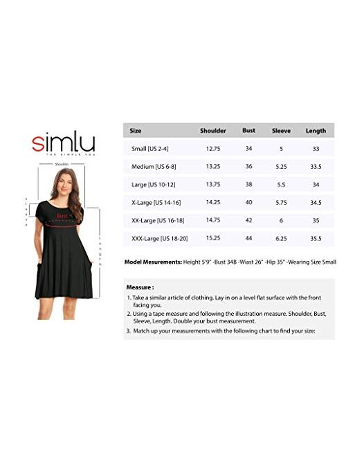 Simlu Casual T Shirt Dress for Women Flowy Tunic Dress with Pockets Reg and Plus Size