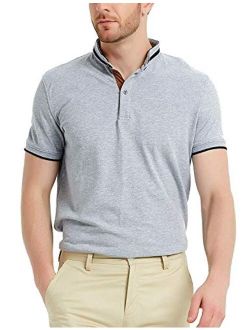 Navifalcon Mens Polo Shirt with Short & Long Sleeve Cotton Pique
