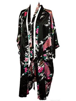 CCcollections Kimono Robe Long 16 Colors Premium Peacock Bridesmaid Bridal Shower Womens Gift