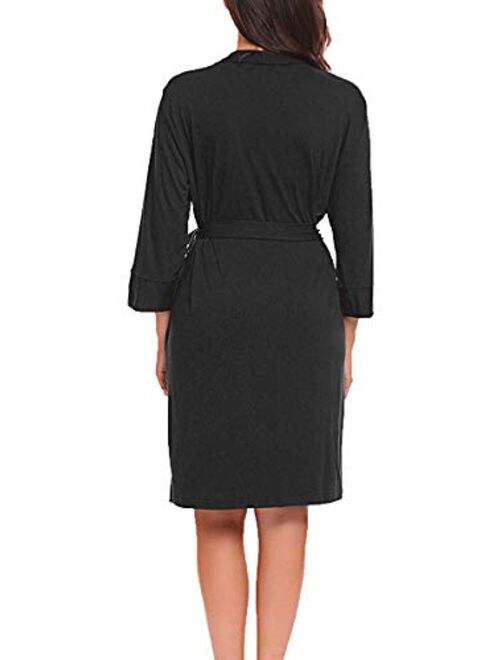 Bluetime Women Robe Soft Kimono Robes Cotton Bathrobe Sleepwear Loungewear Short