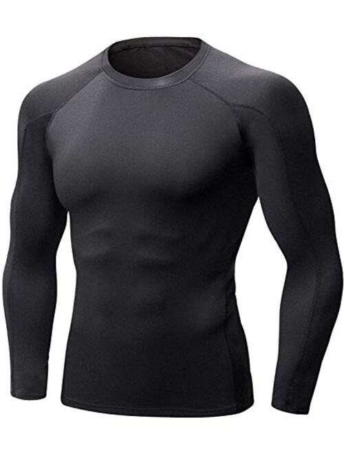 Self Pro Men Thermal Compression Athletic Sports Ultra Soft Fleece Lined Long Sleeve Cold Weather Winter Warm Base Layer Top