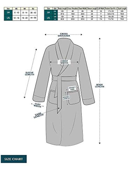 Premium Women Fleece Robe with Satin Trim | Luxurious Super Soft Plush Bathrobe