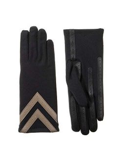 Women's Spandex Touchscreen Gloves with Fleece Lining and Chevron Details