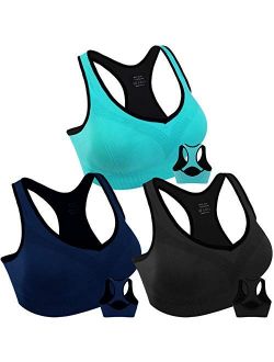 3 Pack Women Racerback Sports Bras High Impact Workout Yoga Gym Fitness Bra