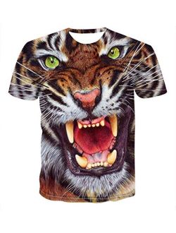 Genuxury Fashion Mens 3D Digital Printed Design Pattern T-Shirts Top Tees