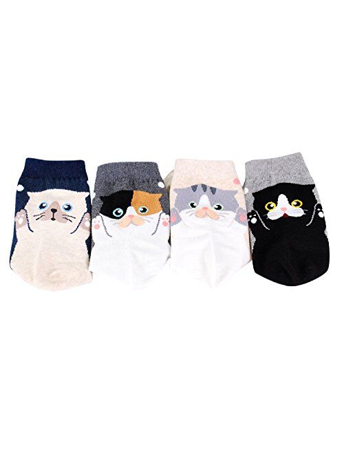 Womens Casual Socks - Cute Crazy Lovely Animal Cats Dogs Owls Art Pattern Good for Gift