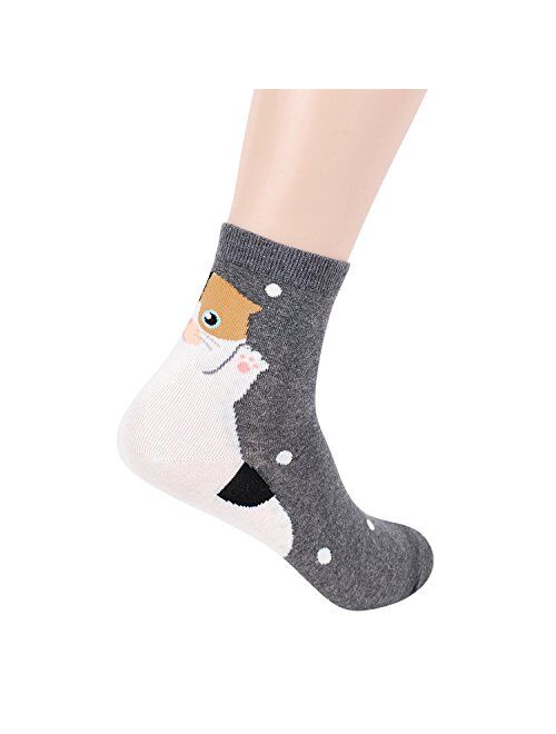 Womens Casual Socks - Cute Crazy Lovely Animal Cats Dogs Owls Art Pattern Good for Gift