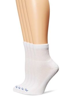 PEDS Women's Diabetic Quarter Socks with Non-Binding Top and Cushion 4 Pairs