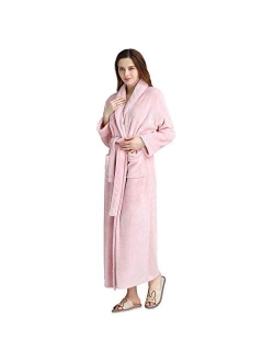 Long Bath Robe for Womens Plush Soft Fleece Bathrobes Nightgown Ladies Pajamas Sleepwear Housecoat